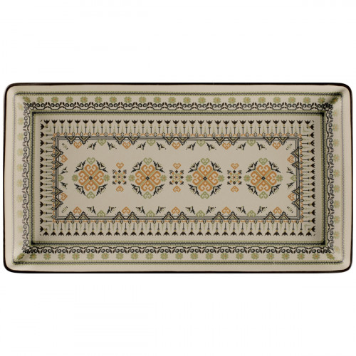 Assiette plate rectangulaire Argila Décor Genoa porcelaine 33,8x18,3 cm Earth Rak