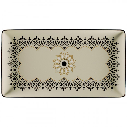 Assiette plate rectangulaire Argila Décor Cartagena porcelaine 33,8x18,3 cm Earth Rak