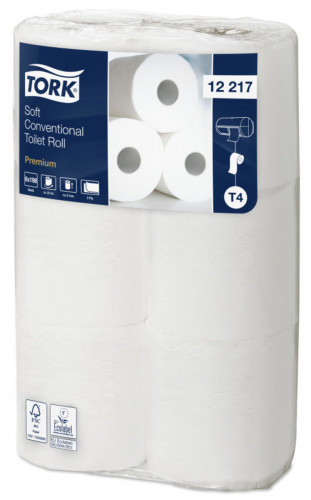 Papier hygiénique blanc ouate de cellulose Tork (6 pièces)