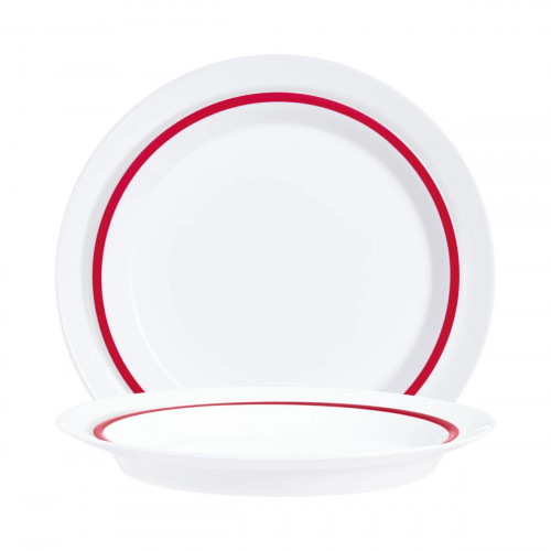 Assiette rond blanc verre opal Ø 23 cm Autonomy Filet Rouge Arcoroc