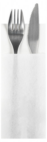 Serviette blanc non tissé 40x32 cm pliée en 8 Basik Soft Essentials Collection (50 pièces)