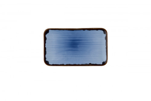 Assiette organique bleu indigo porcelaine vitrifiée 27x16 cm Harvest Dudson