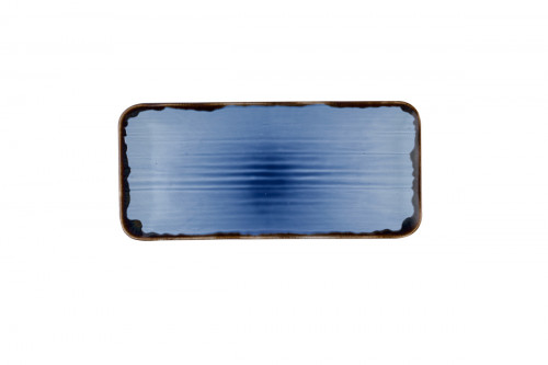 Assiette organique bleu indigo porcelaine vitrifiée 35x16 cm Harvest Dudson