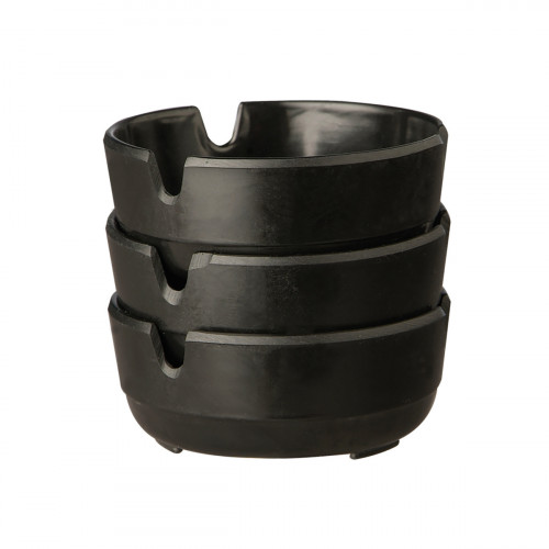 Set de 3 cendriers rond noir mélamine Ø 7,8 cm 3 cm Mini Aps