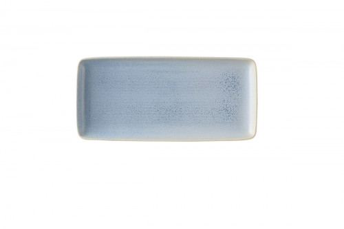 Assiette plate rectangulaire rond bleu grès émaillé 17,1x36 cm Evo Azure Dudson