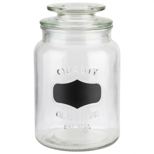 Pot avec couvercle et étiquette pour craie verre Ø 11 cm 18 cm 1 L Aps