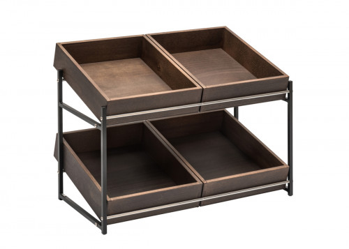 Présentoir gn1/1 2 niveaux bois 56x34x43,5 cm Dolomiti Zepe