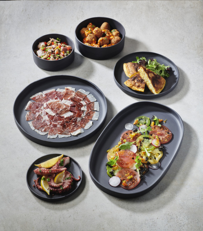 Assiette à bord droit rond noir porcelaine culinaire Ø 17 cm Caractère Revol