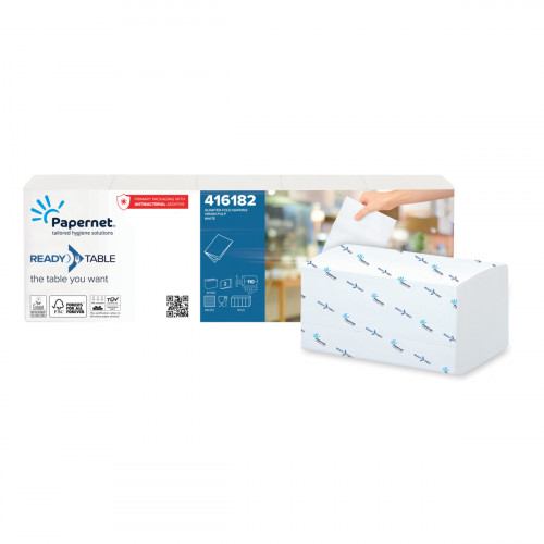 Serviette blanc ouate de cellulose 33,2 cm x 21,6 cm (550 pièces)