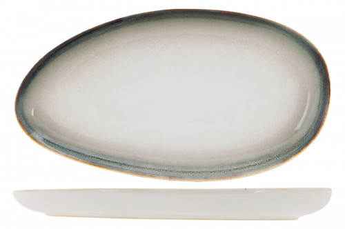 Assiette de présentation ovale blanc porcelaine 38x21 cm Akoya Proof