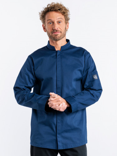 Veste de cuisine manches longues bleu marine S Sabor Chaud Devant