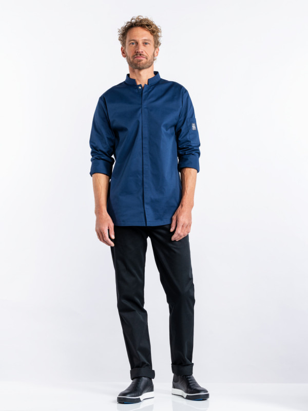 Veste de cuisine manches longues bleu marine S Sabor Chaud Devant