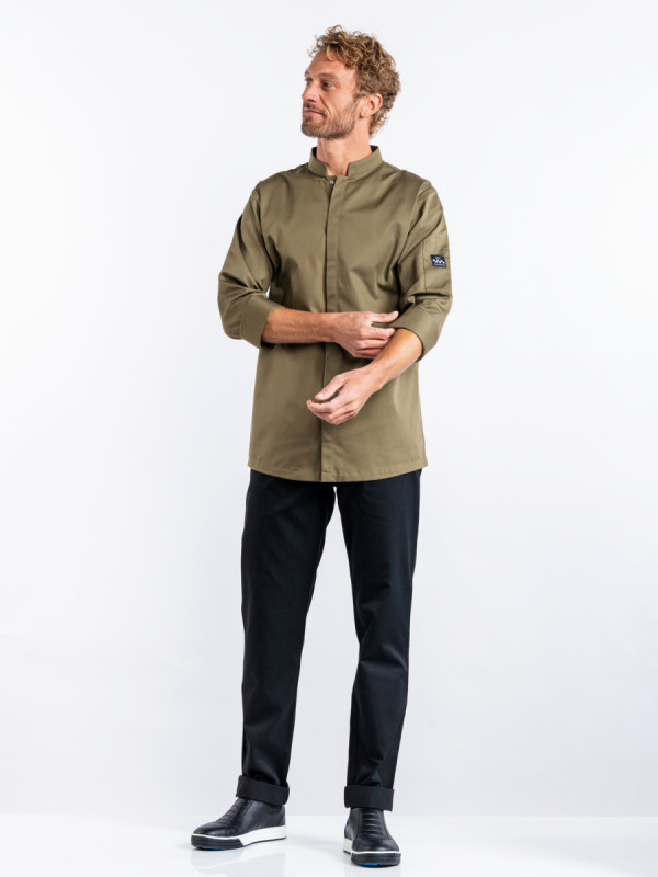 Veste de cuisine manches longues olive L Sabor Chaud Devant